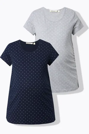 Ulla Popken T-shirty Bellieva, dwupak, okrągły dekolt, rękawy 1/2, marszczenie na boku, bawełna organiczna, GOTS