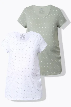 Ulla Popken T-shirty Bellieva, dwupak, okrągły dekolt, rękawy 1/2, marszczenie na boku, bawełna organiczna, GOTS