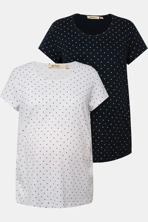 Ulla Popken T-shirty Bellieva, dwupak, okrągły dekolt, rękawy 1/2, marszczenie na boku, bawełna organiczna, GOTS