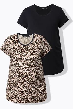 Ulla Popken T-shirty Bellieva, dwupak, okrągły dekolt, marszczenie marszczenie