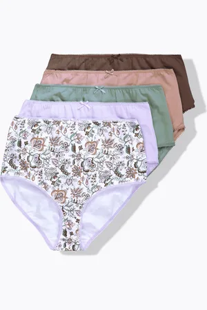 Ulla Popken Figi maxi, 5-pak, wzór Paisley/jednokolorowe