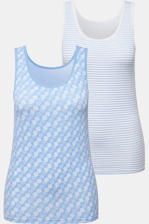 Ulla Popken Tanktopy, 2-pak, paski/kółka, okrągły dekolt, bez rękawów