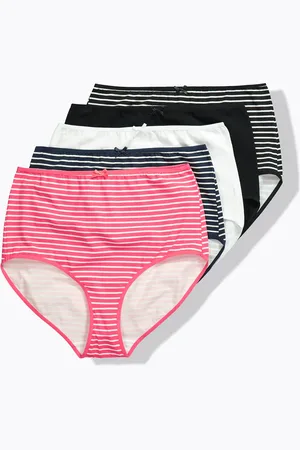 Ulla Popken Figi maxi, 5 par, paski / jednokolorowe, wysoki stan