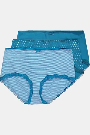Ulla Popken Hipsterki, 3 pary, paski / kropki / jednokolorowe