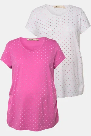 Ulla Popken T-shirty Bellieva, dwupak, okrągły dekolt, rękawy 1/2, marszczenie na boku, bawełna organiczna, GOTS