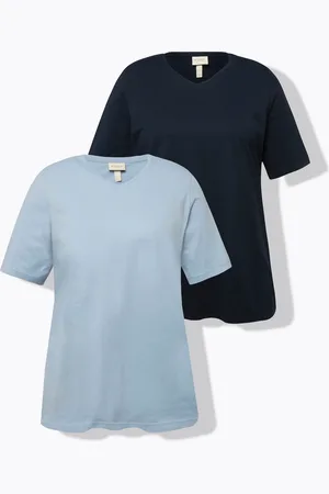 Ulla Popken T-shirty, dwupak, dekolt w szpic, rękaw 1/2, bawełna organiczna