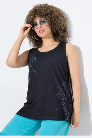Ulla Popken Top, mandala, krój trapezowy, okrągły dekolt, bez rękawów