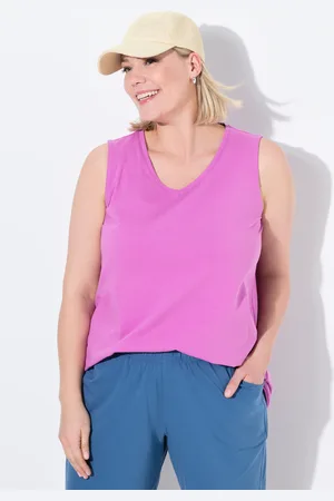 Ulla Popken Top, krój trapezowy, dekolt w szpic, bez rękawów