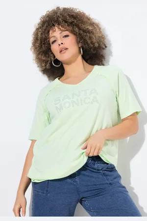 Ulla Popken T-shirt, Santa Monica, trapezowy krój, dekolt w serek, rękaw 1/2