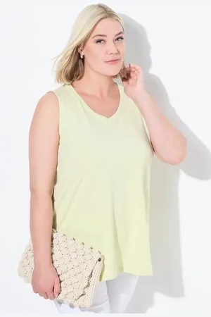 Ulla Popken Top, krój trapezowy, dekolt w szpic, bez rękawów