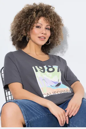 Ulla Popken T-shirt, California, dekolt w serek, rękaw 1/2