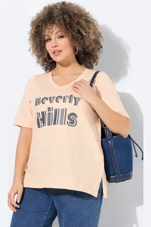 Ulla Popken T-shirt, Beverly Hills, klasyczny krój, dekolt w serek, rękaw 1/2