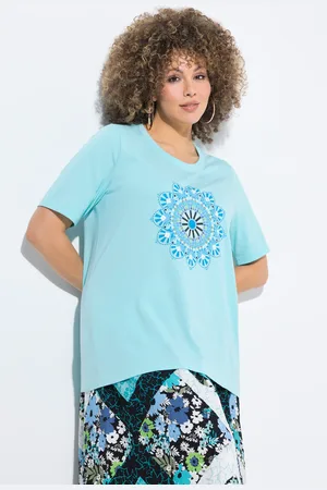 Ulla Popken T-shirt, mandala, krój trapezowy, okrągły dekolt, rękaw 1/2