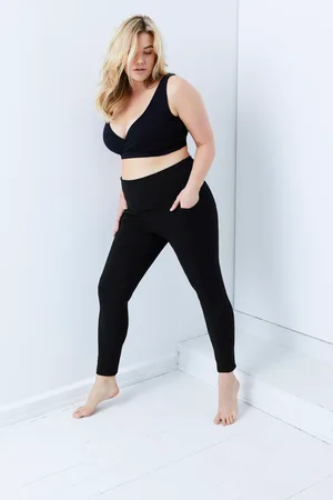 Ulla Popken Leggingsy Bellieva, szeroki, elastyczny pas, krój skinny, bawełna organiczna, GOTS