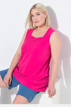 Ulla Popken Długi top, klasyczny krój, dekolt karo, bez rękawów