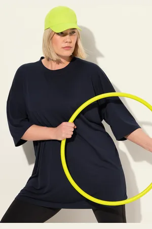 Ulla Popken Długa koszulka, antybakteryjna, oversize, okrągły dekolt, rękaw 1/2