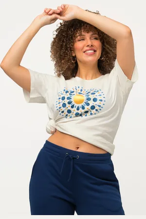 Ulla Popken T-shirt, mandala, krój trapezowy, okrągły dekolt, rękaw 1/2