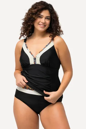 Ulla Popken Tankini, marszczenie, ozdobne obszycie, miękkie miseczki, z recyklingu
