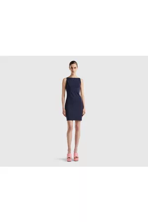 Benetton Kobieta Sukienki bez rękawów - Benetton, Dress With Thin Shoulder Straps At The Back, size L, , Women