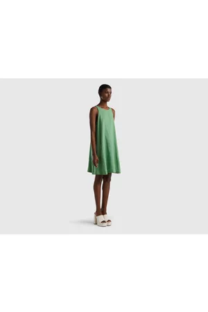 Benetton Kobieta Sukienki bez rękawów - Benetton, Sleeveless Dress In Pure Linen, size L, , Women