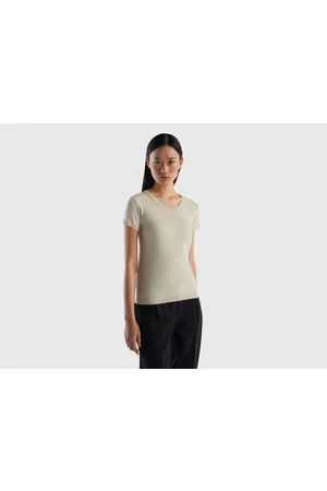 Benetton Kobieta Długie rękawy - Benetton, Short Sleeve Sweater In 100% Cotton, size L, , Women