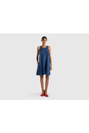 Benetton Kobieta Sukienki bez rękawów - Benetton, Sleeveless Dress In Pure Linen, size L, , Women