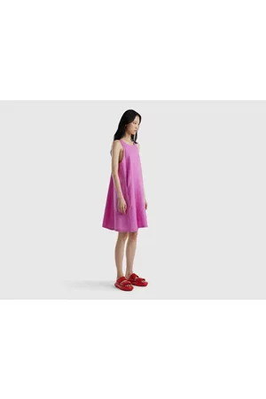 Benetton Kobieta Sukienki bez rękawów - Benetton, Sleeveless Dress In Pure Linen, size L, , Women