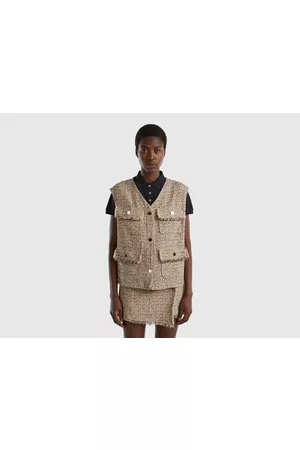 Benetton Kobieta Płaszcze Boucle - Benetton, Bouclé Vest, size L, , Women