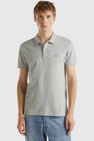 Benetton Melange Gray Slim Fit Polo
