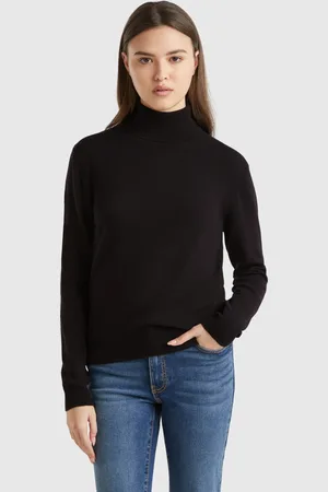 Benetton Turtleneck Sweater In Pure Merino Wool