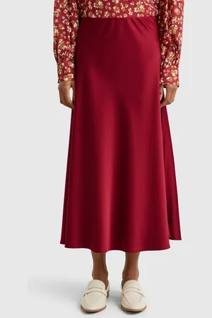 Benetton Flowy Satin Look Skirt