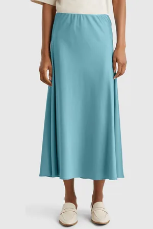 Benetton Flowy Satin Look Skirt