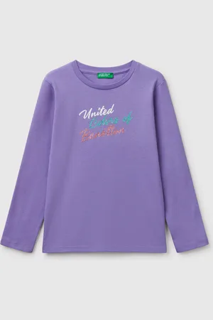 Benetton Long Sleeve T-shirt With Glittery Print