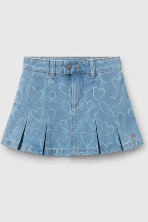 Benetton Pleated Denim Skirt