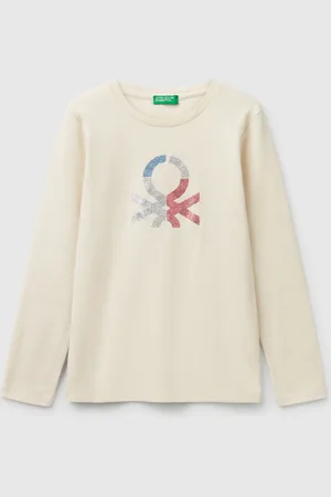 Benetton Long Sleeve T-shirt With Glittery Print