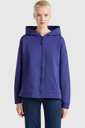 Benetton 100% Cotton Sweatshirt With Zip And Hood