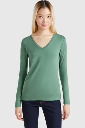 Benetton Long Sleeve T-shirt With V-neck