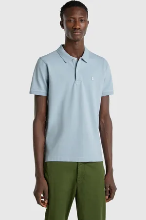 Benetton Blue Gray Slim Fit Polo