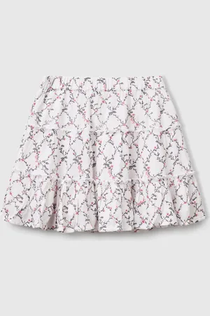 Benetton Floral Mini Skirt With Ruffle