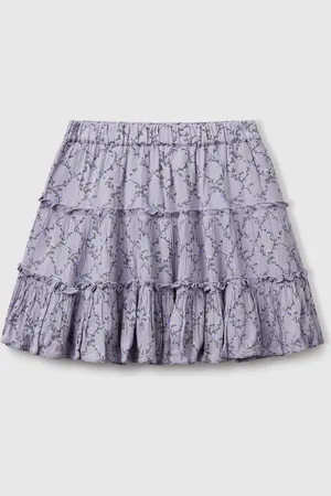 Benetton Floral Mini Skirt With Ruffle