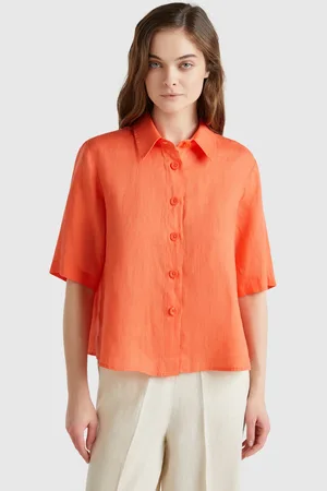 Benetton Short Shirt In Pure Linen