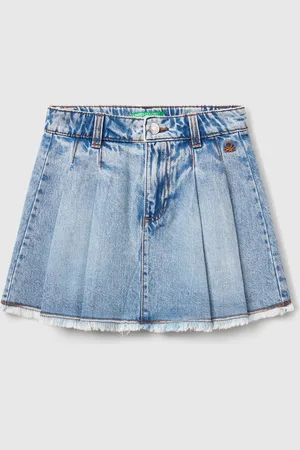 Benetton Pleated Denim Skirt