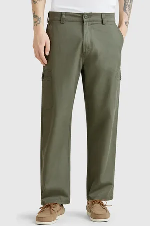 Benetton Cargo Fit Trousers In Linen Blend
