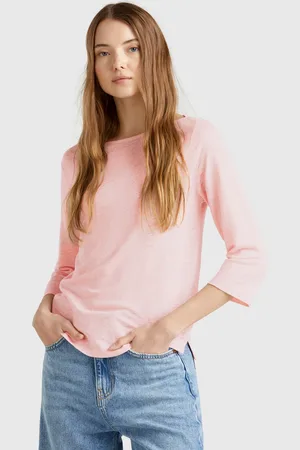 Benetton Pure Linen T-shirt With 3/4 Sleeves