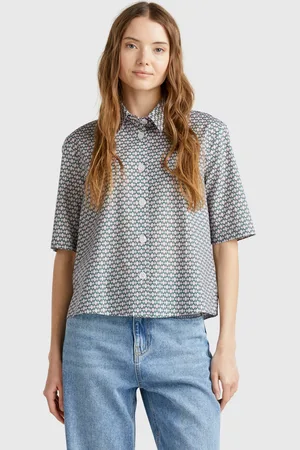 Benetton Patterned Shirt In Lightweight Cotton