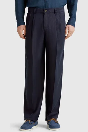 Benetton Wide Chinos In Pure Linen