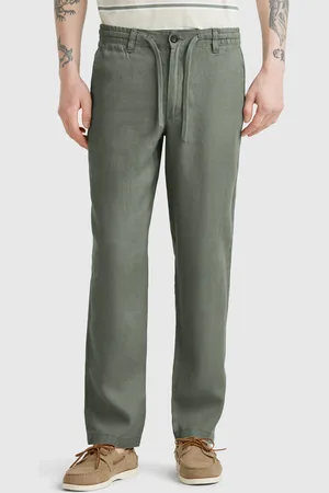 Benetton Trousers In Pure Linen With Drawstring