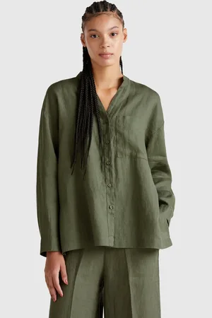 Benetton Oversized Shirt In Pure Linen