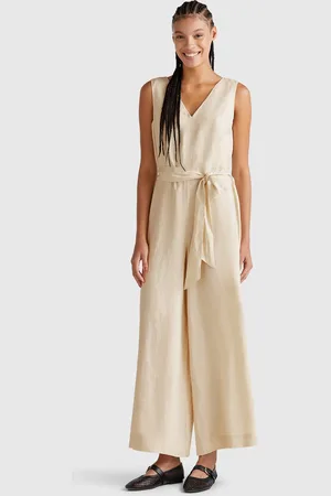 Benetton Jumpsuit In Pure Linen