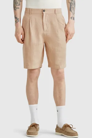 Benetton Striped Bermudas In Linen Blend